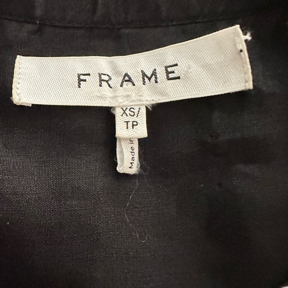 FRAME Embroidered Ruffle Cap Sleeve Ramie Gauze Blouse Top XS - Picture 3 of 4